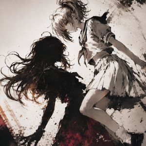 墨雨中的少女