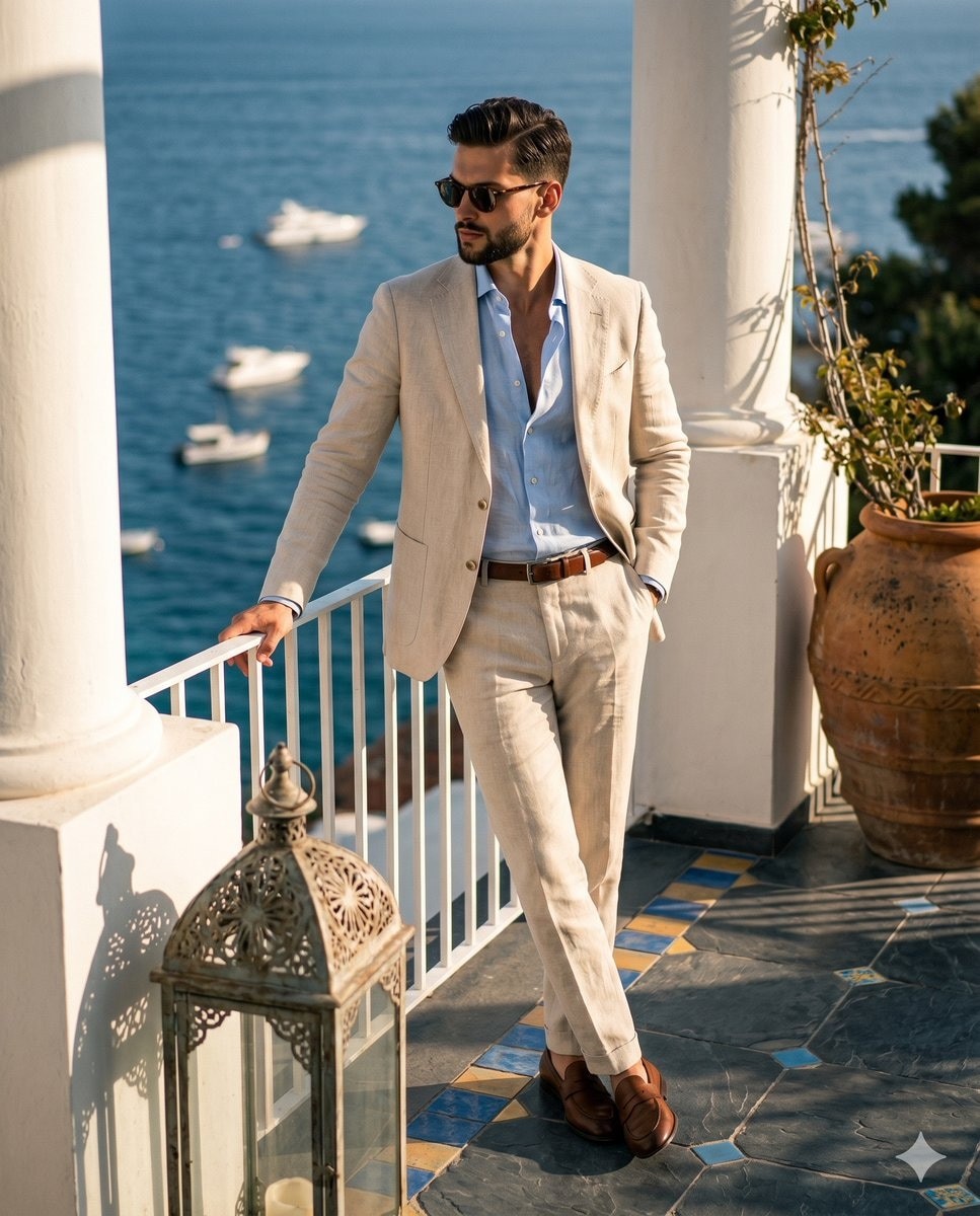 Riviera Linen Suit Portrait
