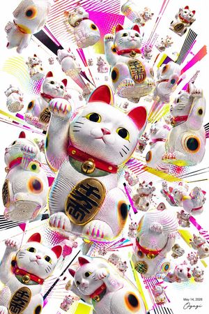 爆炸感招财猫波普艺术
