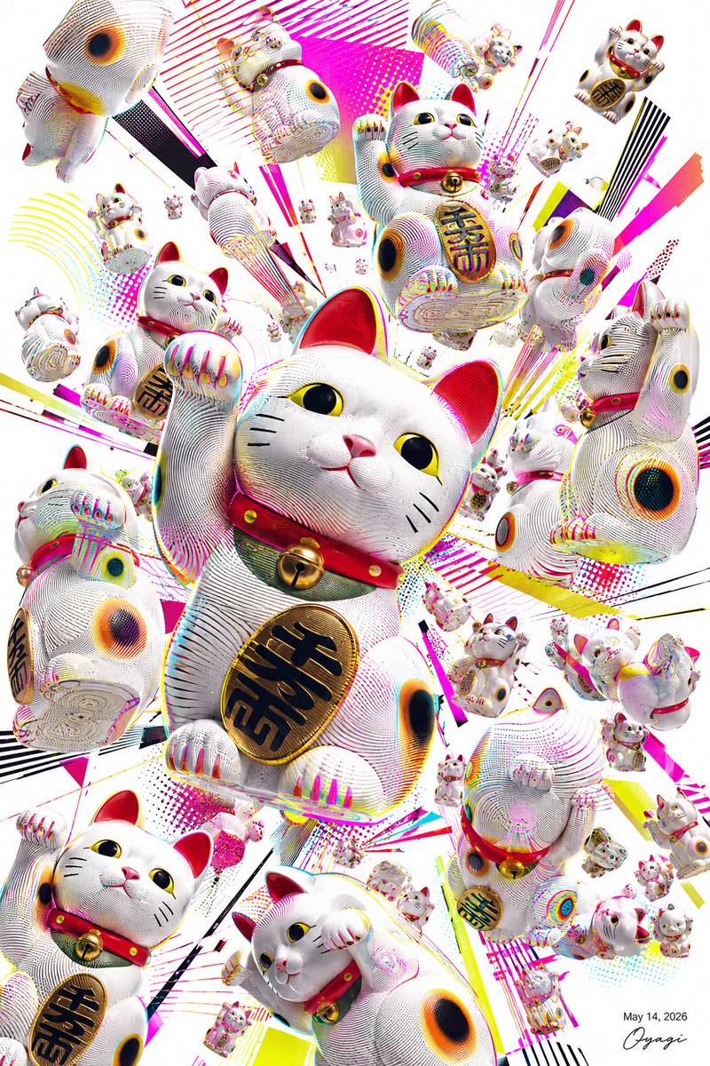 爆炸感招财猫波普艺术