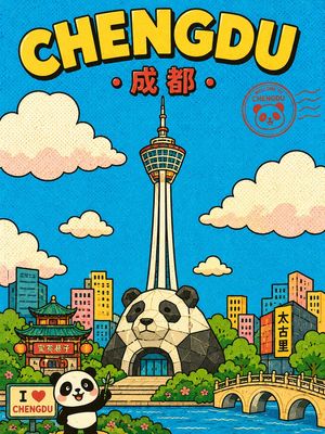 复古成都卡通明信片