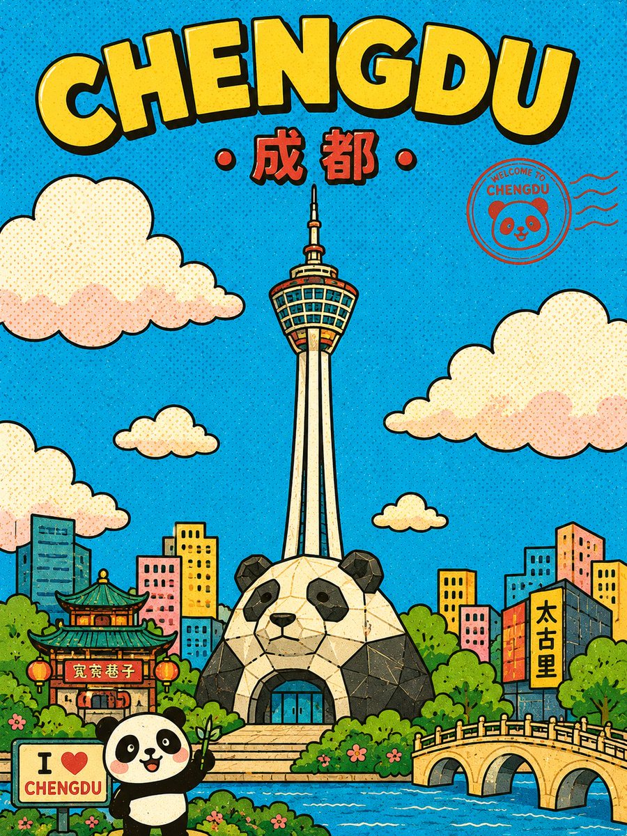 复古成都卡通明信片