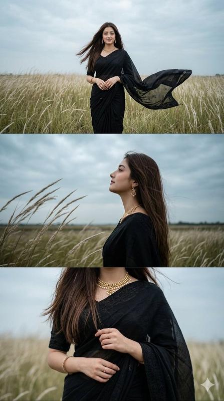 Black Saree Triptych