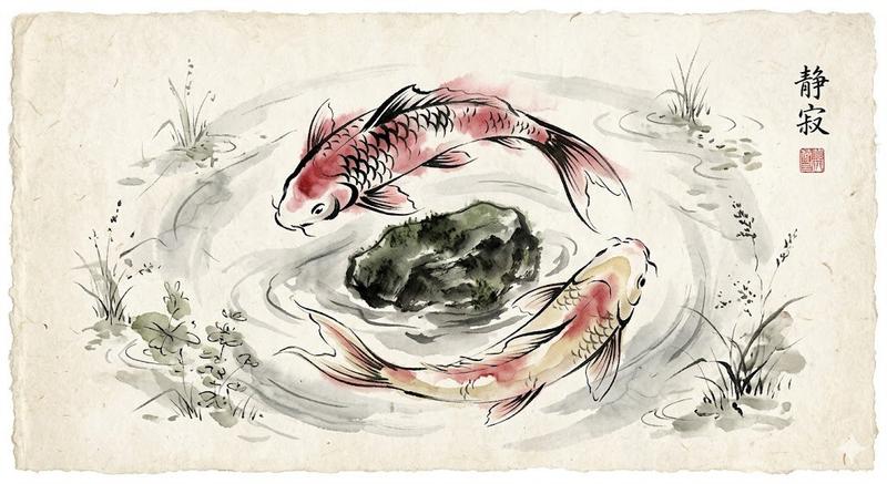 Sumi-e Koi Painting