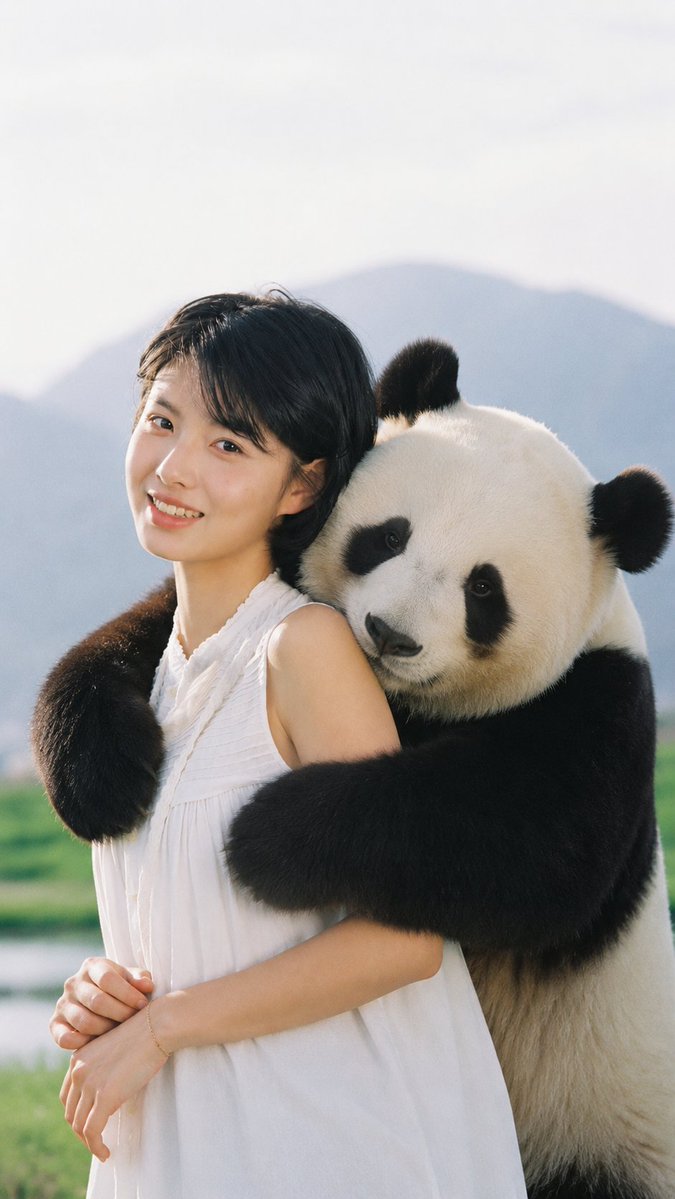 治愈系熊猫拥抱角色转换