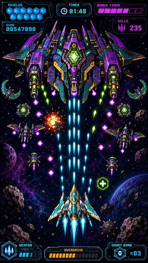复古像素风太空射击游戏 HUD
