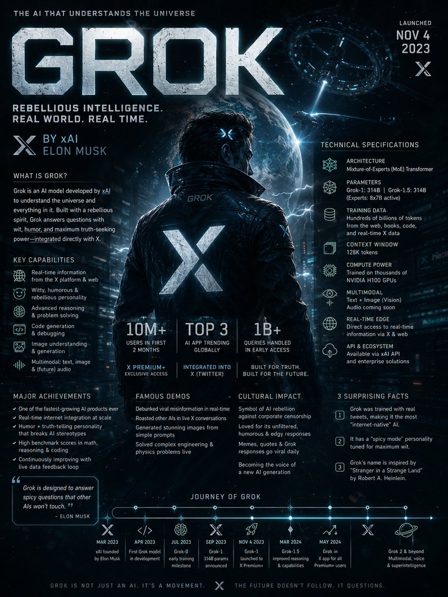 Grok AI 编辑类信息图海报