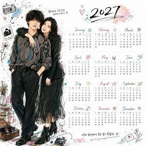 韩式插画风格桌面日历