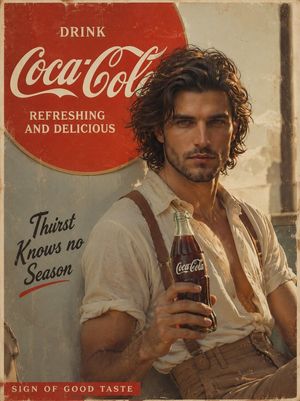 提示词：
创作一则电影质感的复古 Coca Cola 广告