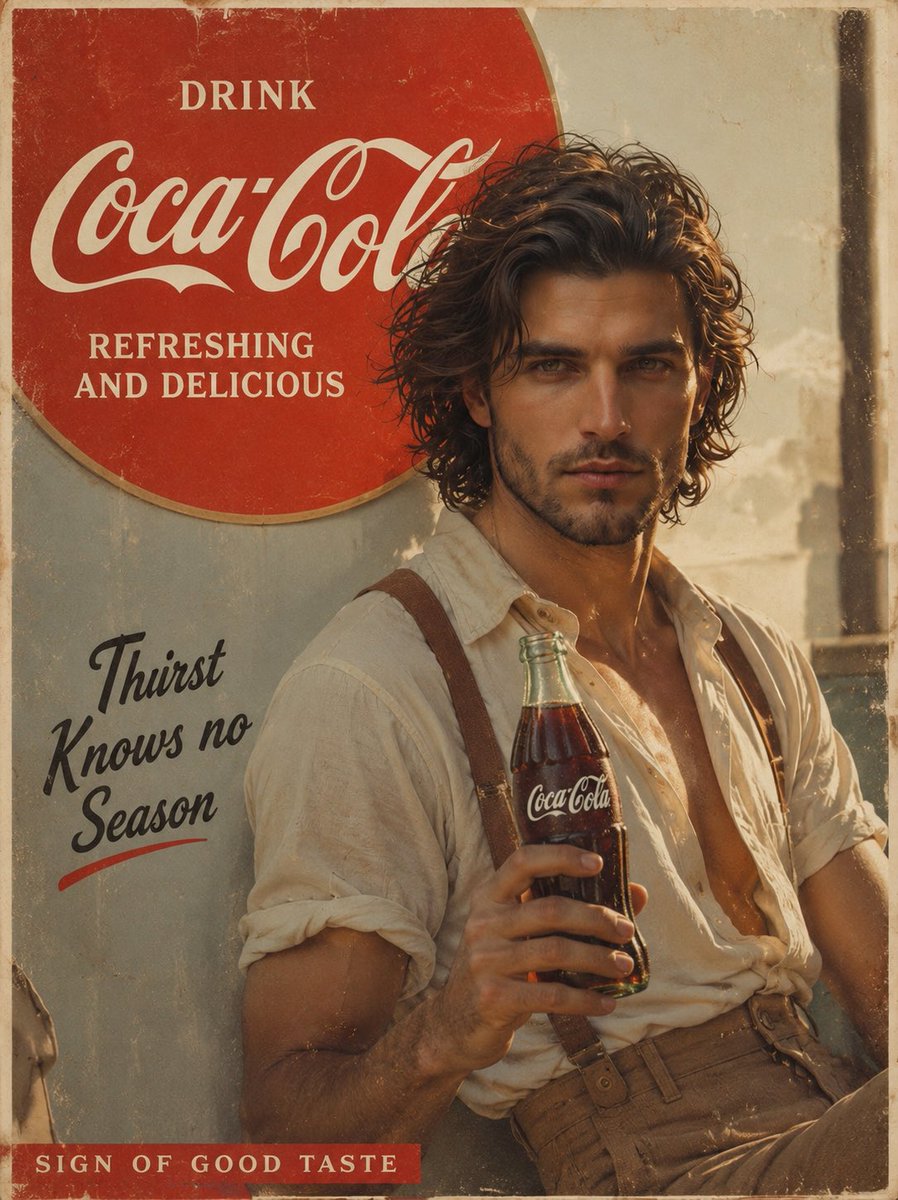 提示词:
创作一则电影质感的复古 Coca Cola 广告