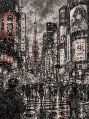精细城市景观铅笔素描