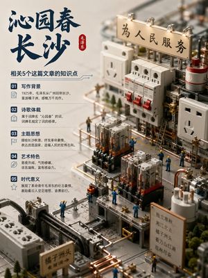 中国诗词电子元件微缩模型海报