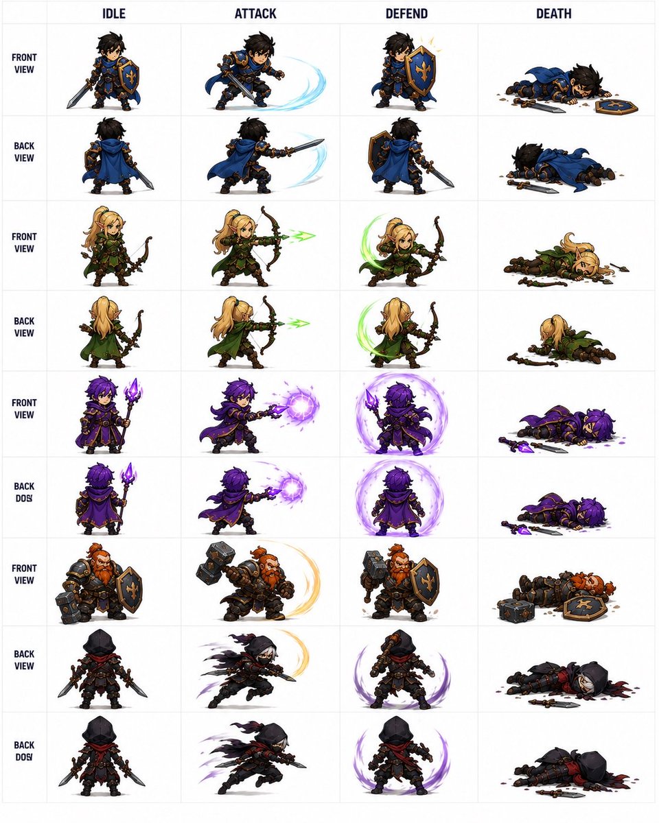 奇幻 RPG 角色精灵图集