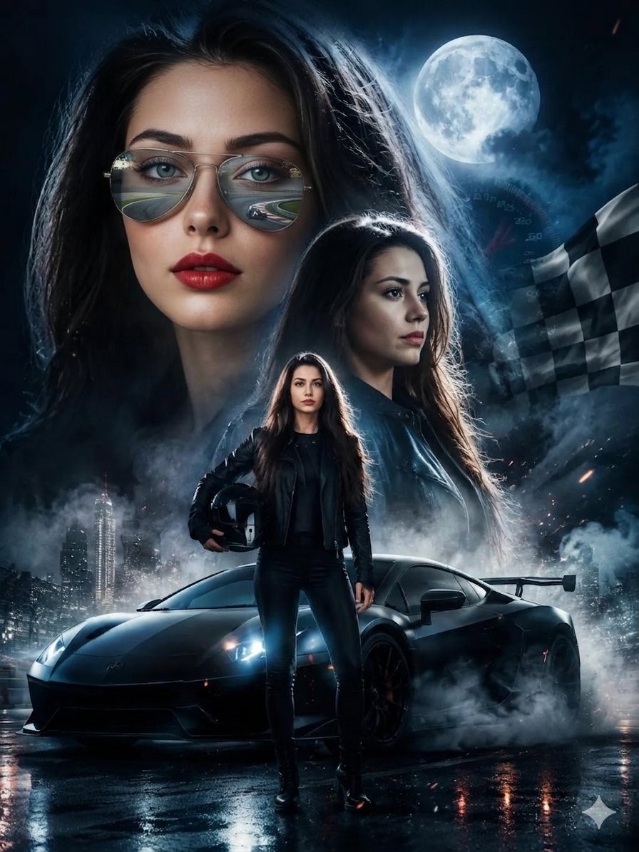 Female Street Racer Poster