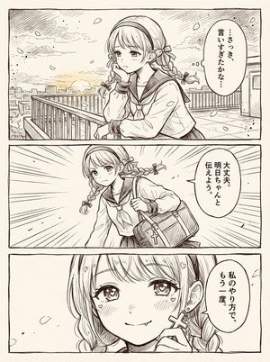 三格少女漫风格天台漫画