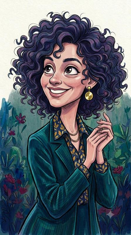Watercolor Curly Caricature