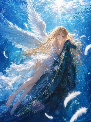 水下天使奇幻插画