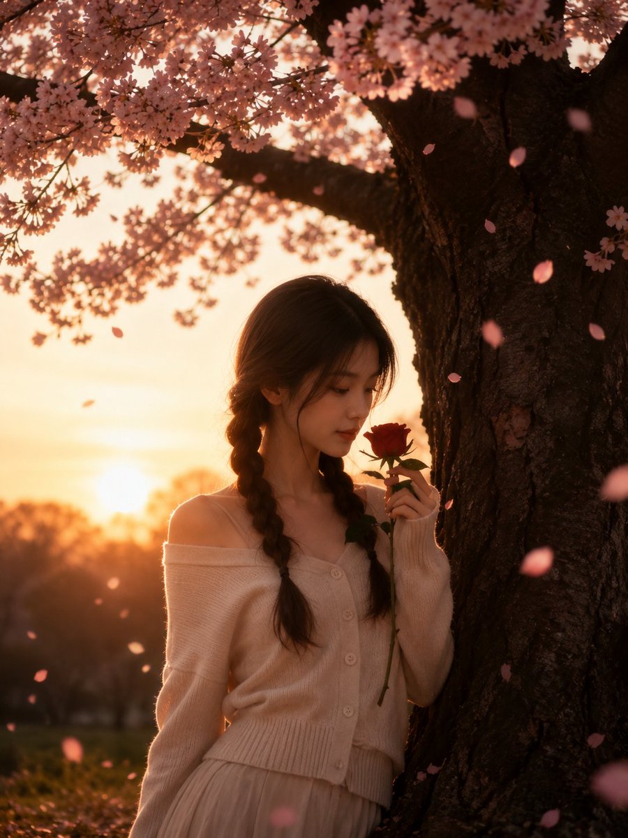Cinematic Spring Cherry Blossom Portrait