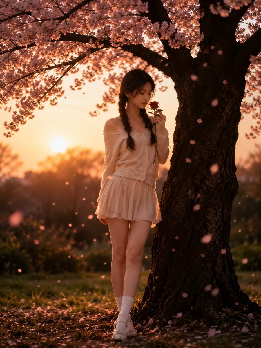 Cinematic Spring Cherry Blossom Portrait