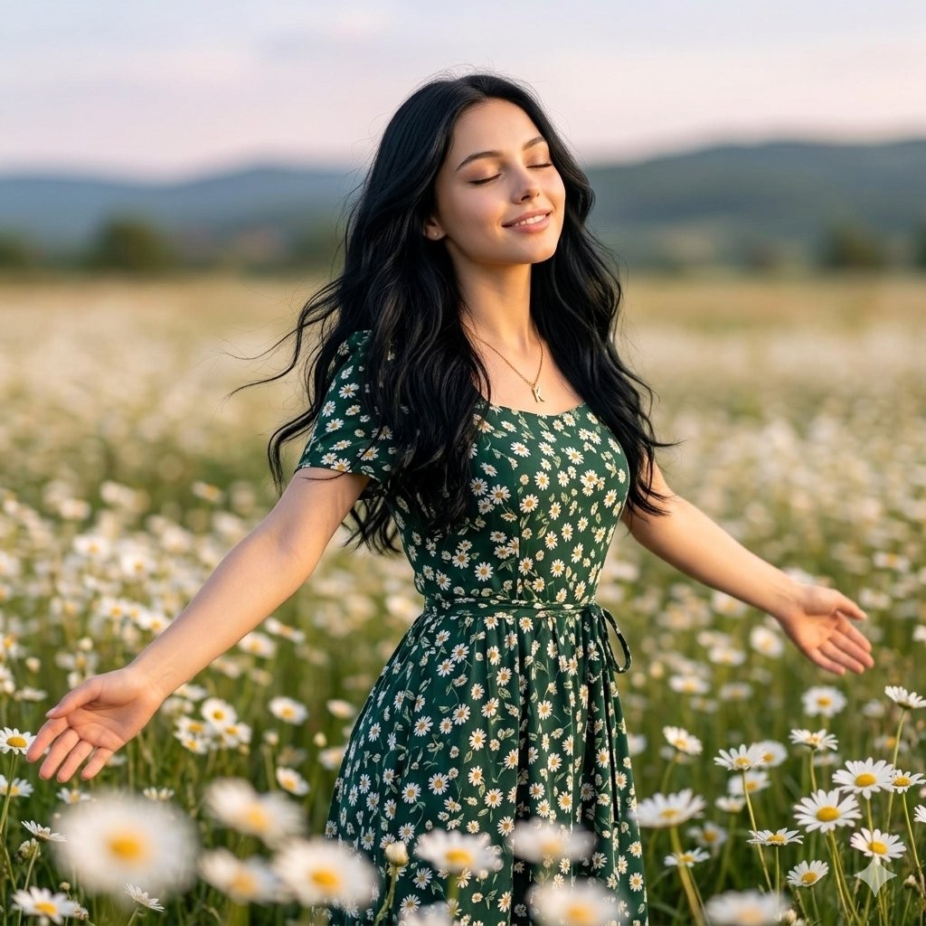 Cinematic Daisy Field Portrait