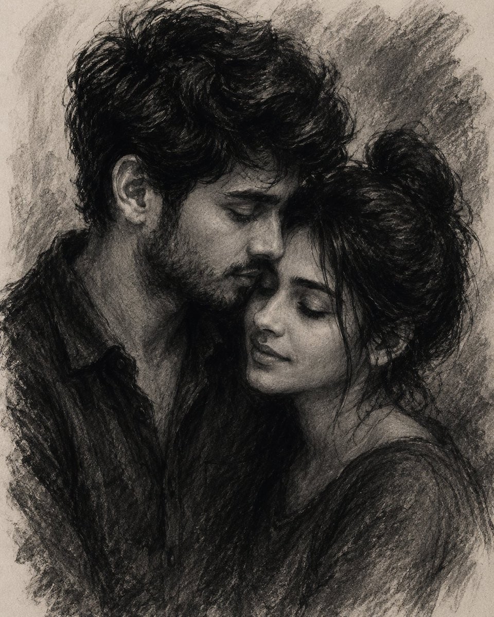 Charcoal and Pencil Couple Drawings
