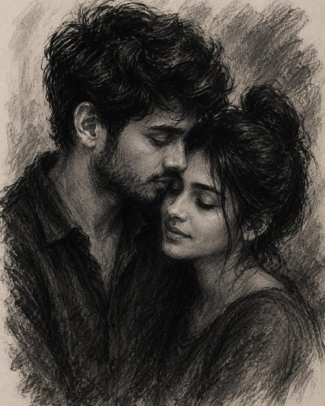 Charcoal and Pencil Couple Drawings