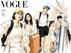 Vogue 风格水彩旅行插画