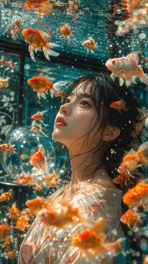 日式金鱼水族馆人像