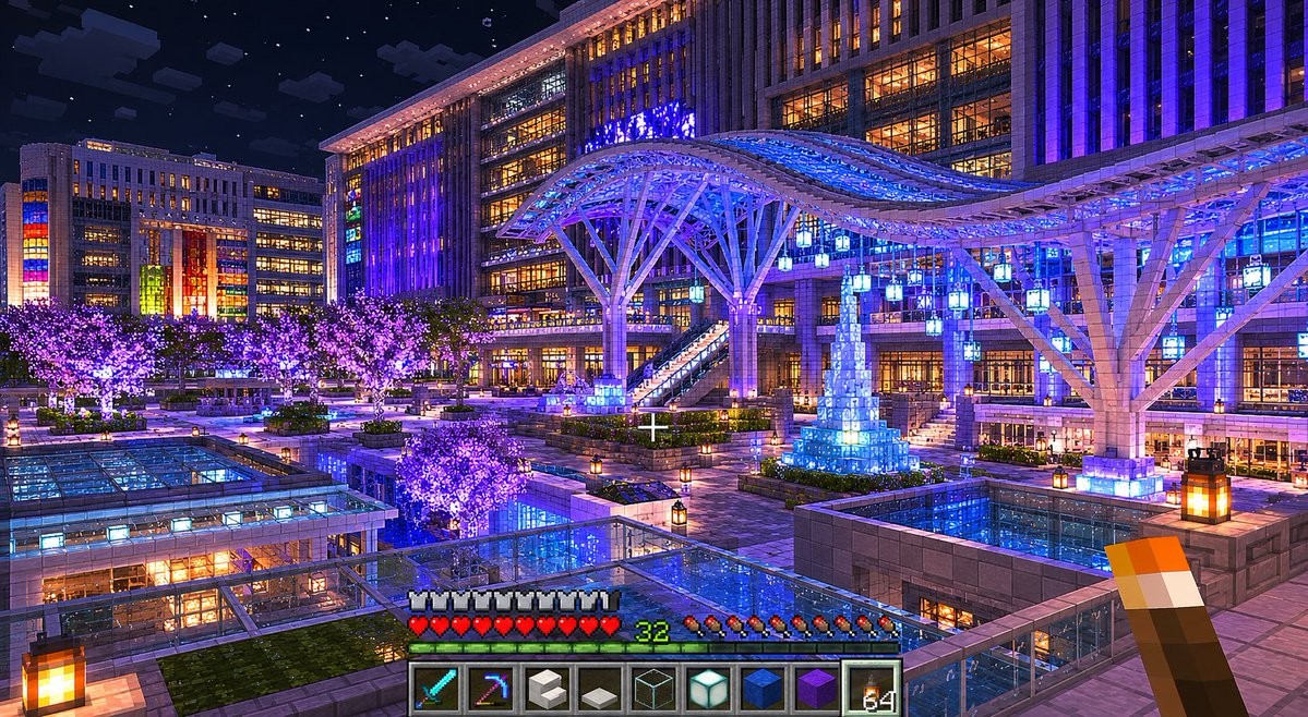 Blocky Night Plaza