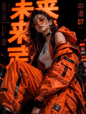 赛博朋克东京时尚肖像