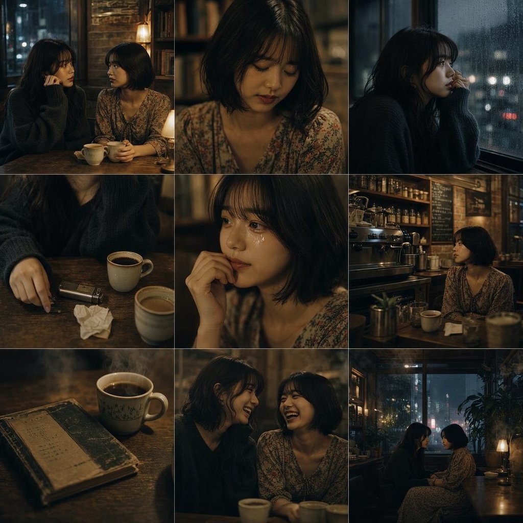 Rainy Cafe Photo Grid