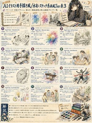 日式水彩素描风格分级海报