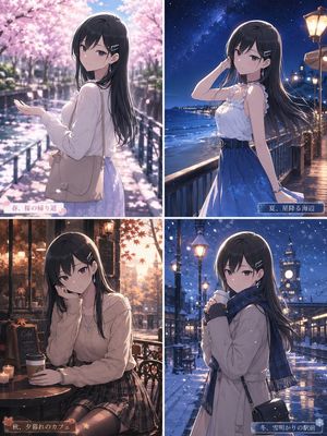 四季动漫少女拼贴画