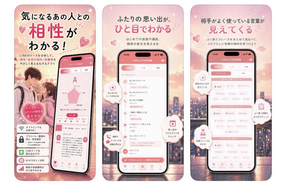 日系恋爱应用广告面板