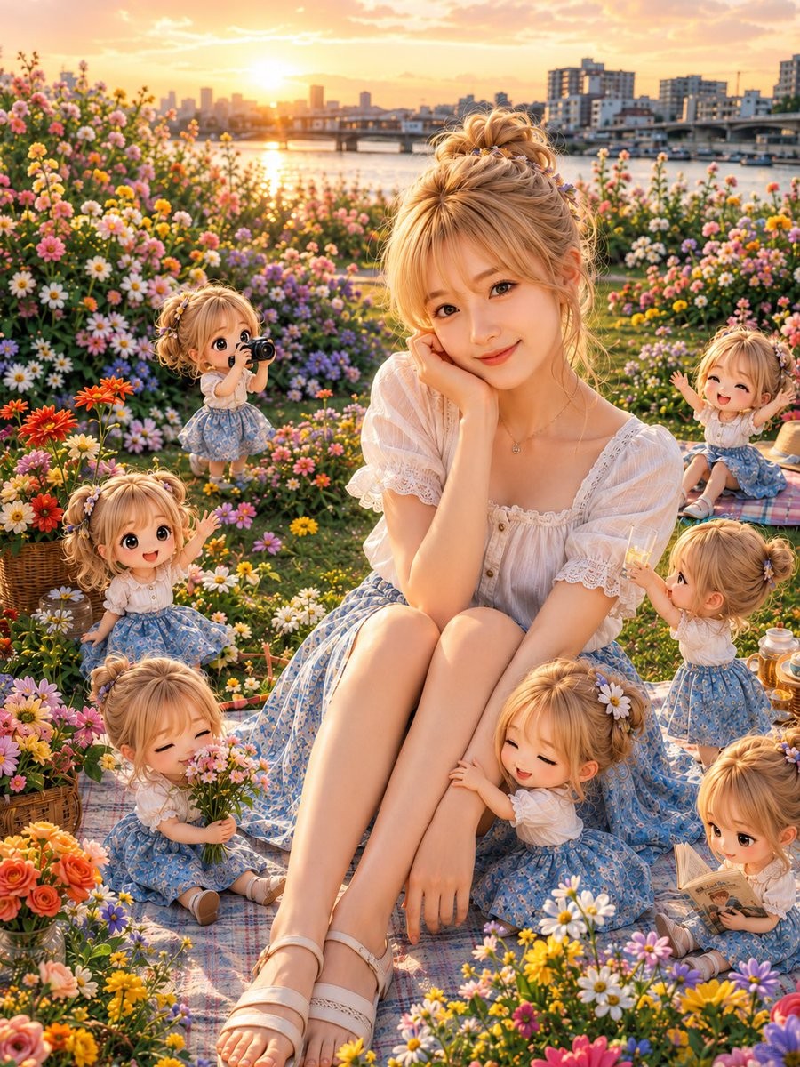 Golden-Hour Flower Picnic Clones
