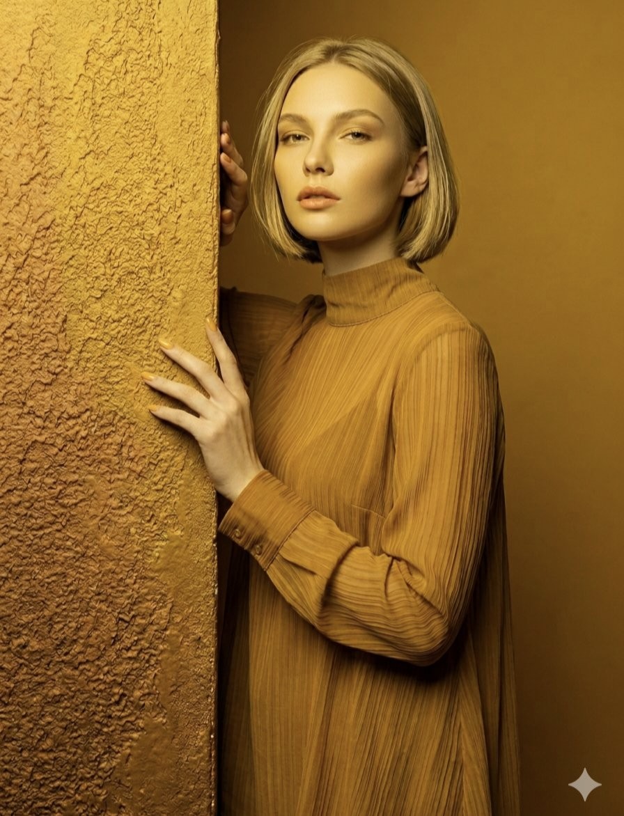 Monochrome Ochre Fashion Portrait