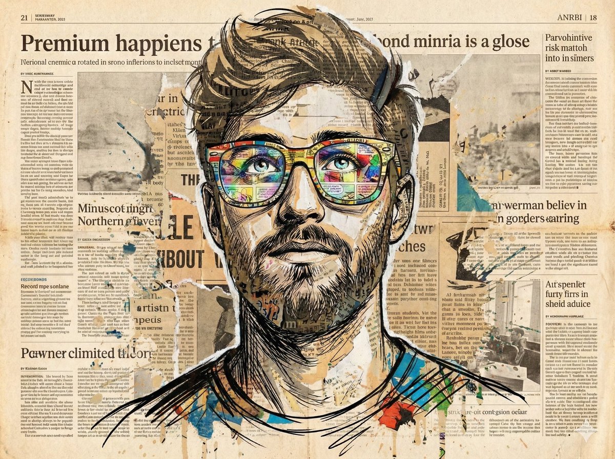 Newspaper Collage Pop Art Portrait