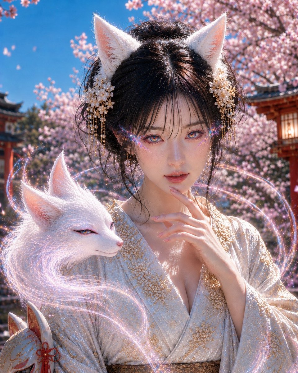 Mystical Kitsune Shrine Portrait