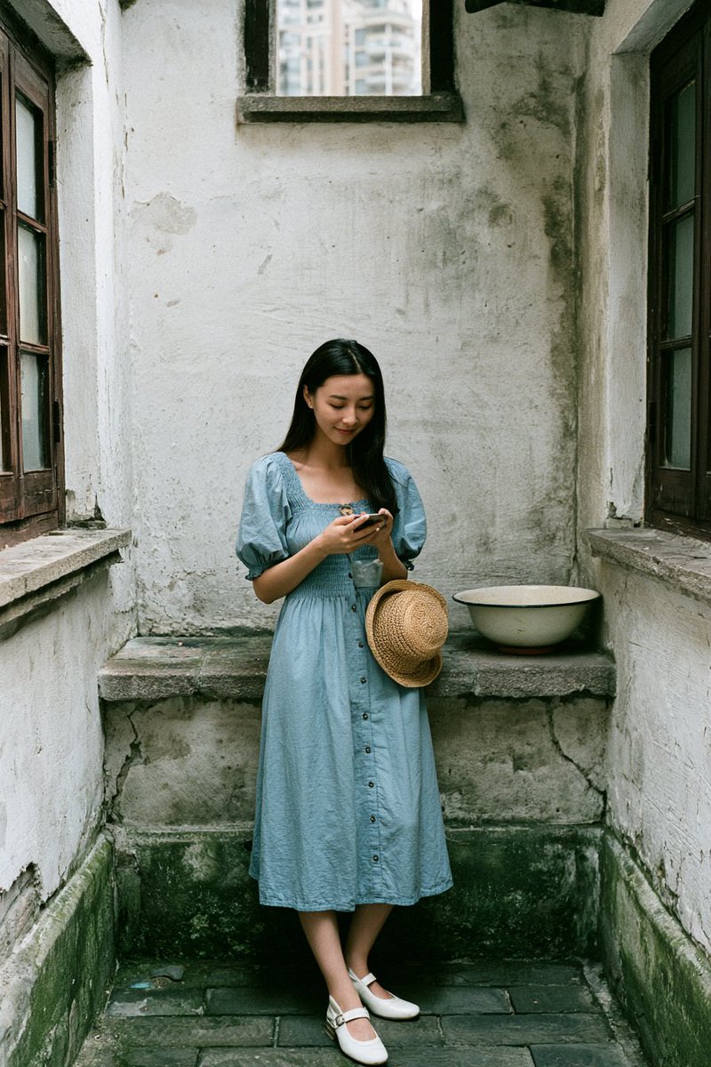 Shanghai Courtyard Candid Portrait