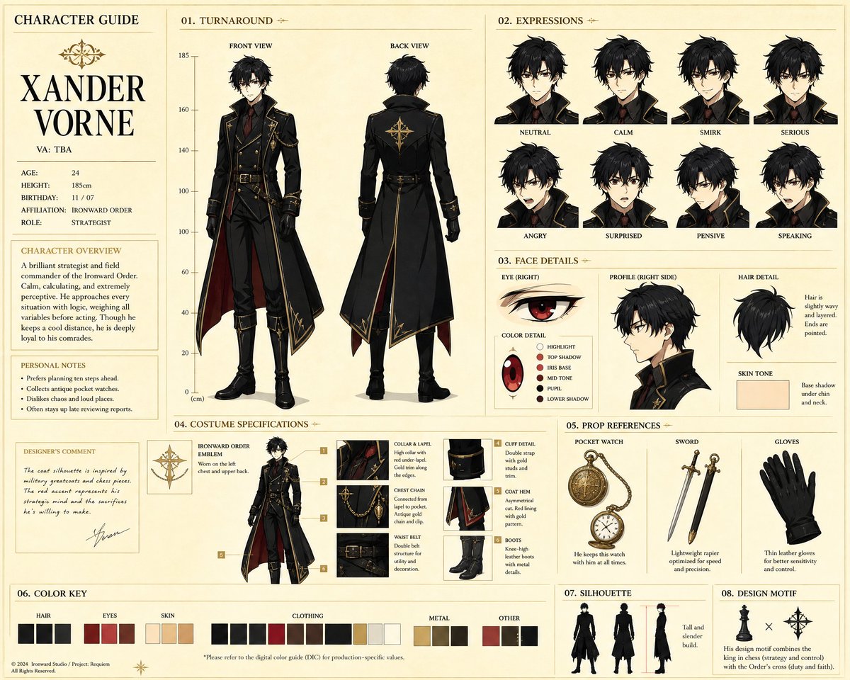 Anime Character Production Guide Sheet