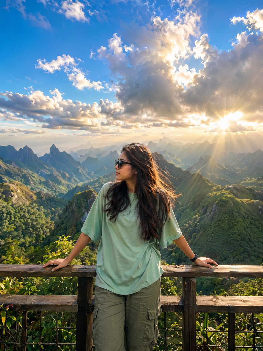 Golden Hour Mountain Viewpoint Portrait
