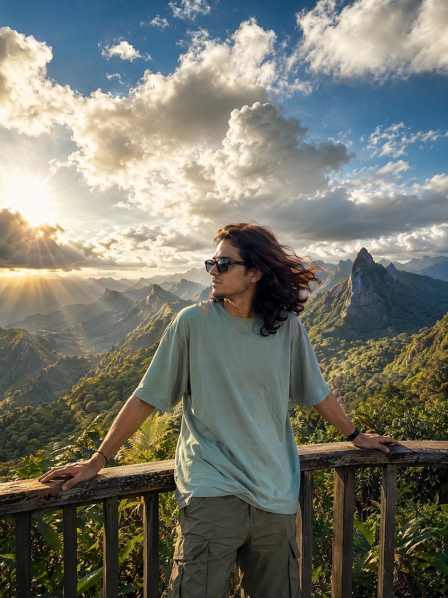 Golden Hour Mountain Viewpoint Portrait