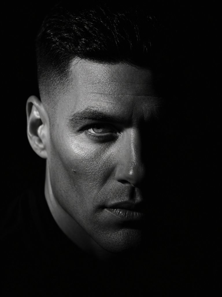 Dramatic Chiaroscuro Male Editorial Portrait