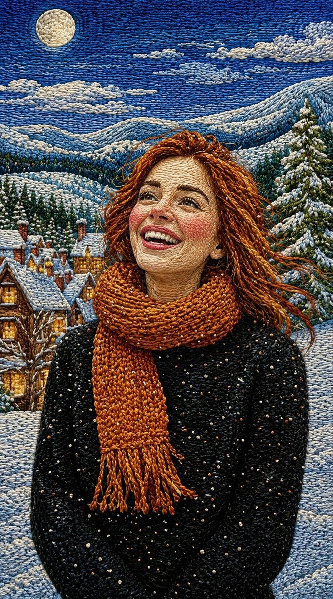 Handcrafted Embroidery Textile Portrait