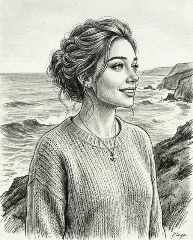 Vintage Graphite Pencil Portrait
