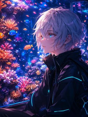 赛博朋克动漫风水族馆肖像