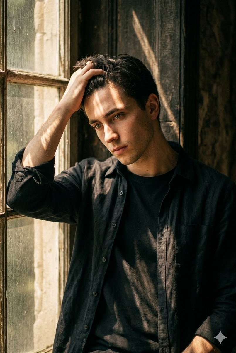 Sunlit Rustic Window Portrait