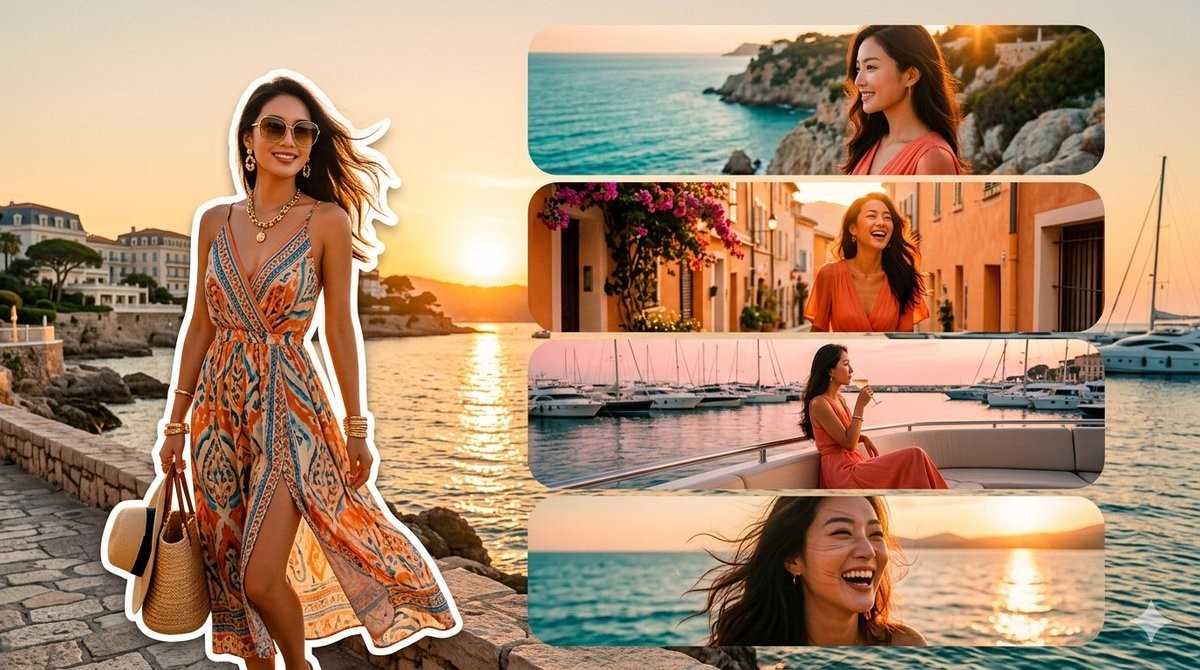 Mediterranean Sunset Fashion Collage