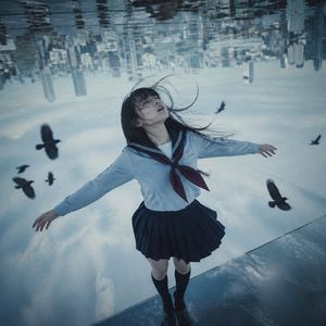倒挂天空的女学生