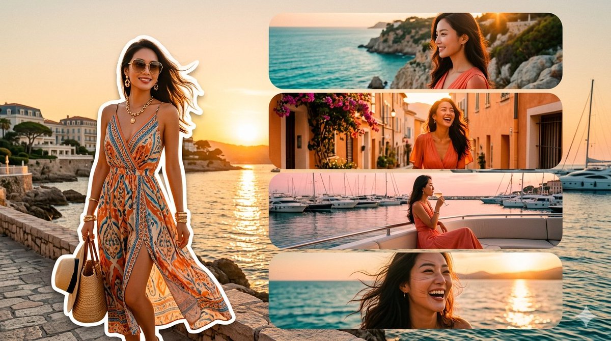Mediterranean Sunset Fashion Collage